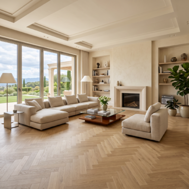 Fischgräten Design Parkettboden für Villa aus Vinyl
